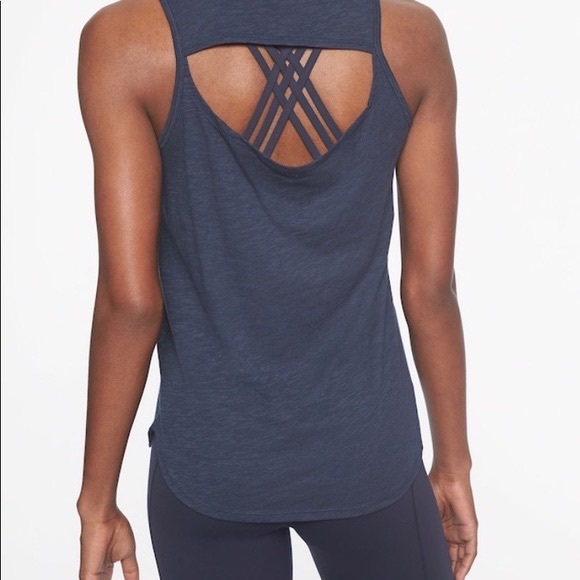 Athleta Tops - Athleta Organic Daily Open Back Cowl Tank Top Navy sz XS